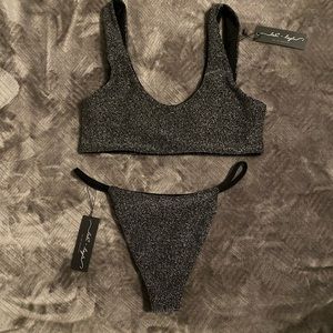 Shimmery Black Bikini Set